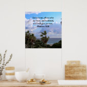 インスパイアのMATTHEW 11:28聖なる書物、 経典デザイン ポスター (キッチン)