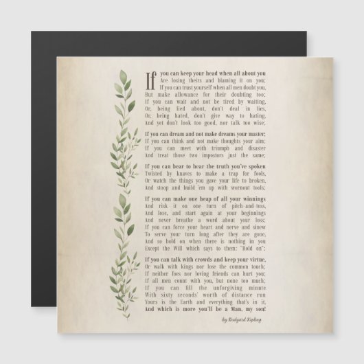 インスパイアもしRudyard Kiplingの詩 (正面/裏面)