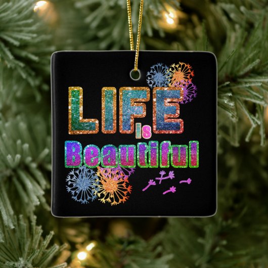 インスパイアやる気を起こさせるかわいらしLife Beautiful エレガント セラミックオーナメント (ツリー)