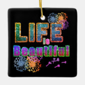 インスパイアやる気を起こさせるかわいらしLife Beautiful エレガント セラミックオーナメント (正面)