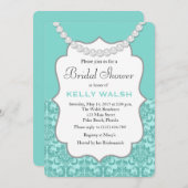 インスパイアパールスアクアブルーブライダルシャワー招待 招待状 (正面/裏面)