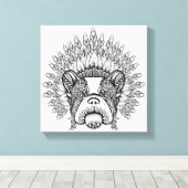 インスパイアフランスの軍帽のブルドッグ6 キャンバスプリント (インサイチュ (ウッドフロア))