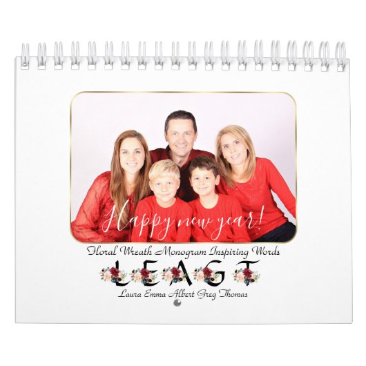 インスパイア引用文フローラリースフローラモノグラム カレンダー (カバー)