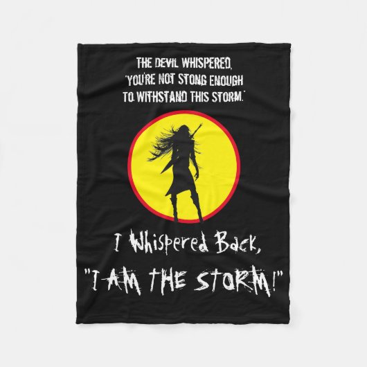 インスパイア引用文付き忠実な戦士の女性 フリースブランケット (正面)