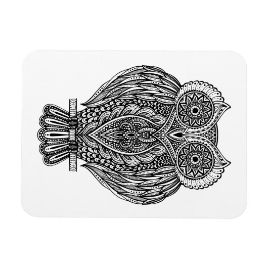 インスパイア手描き華美フクロウ マグネット (横)