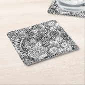 インスパイア民族の花柄 スクエアペーパーコースター (アングル)
