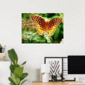 インスパイア陽光の保引用文オレンジバタフライ ポスター (ホームオフィス)