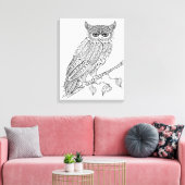 インスパイア魔法フクロウがブランチ6に座る キャンバスプリント (インサイチュ (リビング))