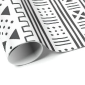 インスパイア黒|の白人のアフリカ人MudCloth ラッピングペーパー (ロールコーナー)