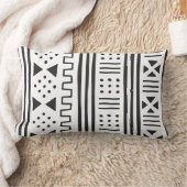 インスパイア黒|の白人のアフリカ人MudCloth ランバークッション (ブランケット)