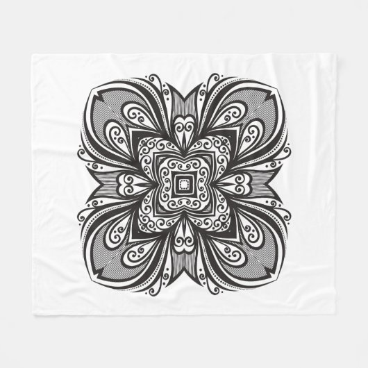 インスパイアDecoの黒い正方形 フリースブランケット (正面(横))