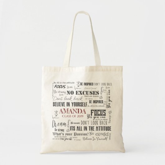 インスピレーショパーソナライズされたン・ワードアート卒業 トートバッグ (正面)