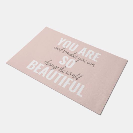 インスピレーションあなたはとても美しい前向き引用文 ドアマット (アングル)