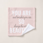 インスピレーションあなたはとても美しい前向き引用文 バスタオルセット (ウォッシュタオル)