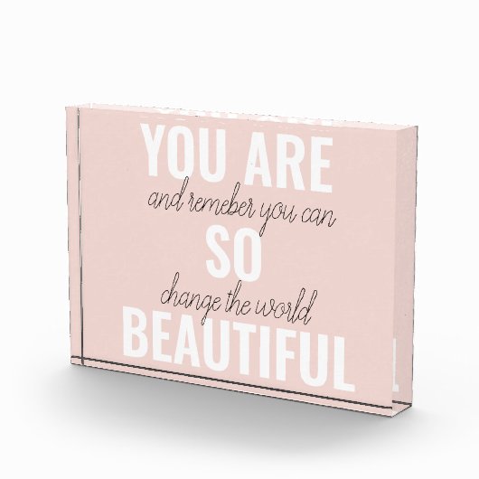 インスピレーションあなたはとても美しい前向き引用文 フォトブロック (右)