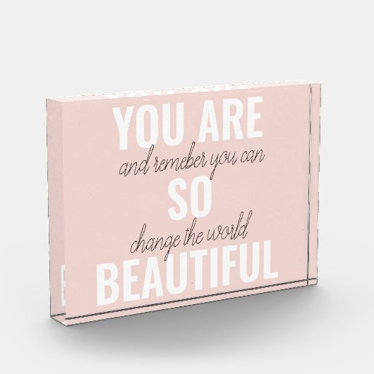 インスピレーションあなたはとても美しい前向き引用文 フォトブロック (左)