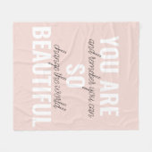 インスピレーションあなたはとても美しい前向き引用文 フリースブランケット (正面(横))