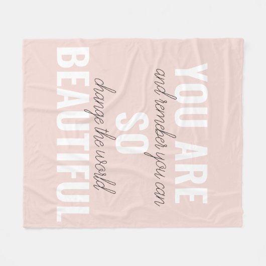 インスピレーションあなたはとても美しい前向き引用文 フリースブランケット (正面(横))
