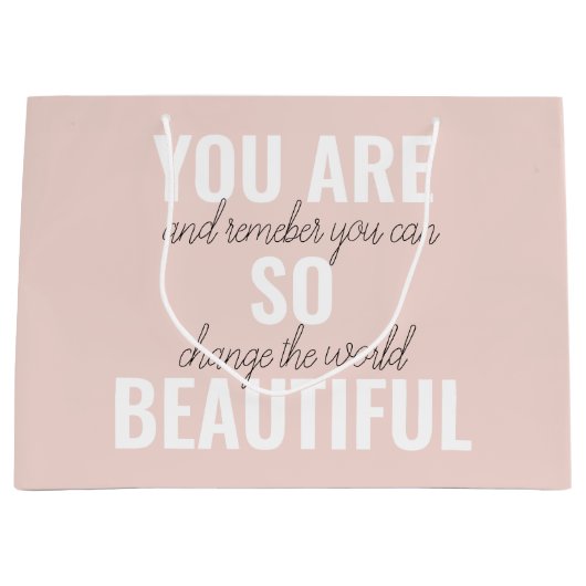 インスピレーションあなたはとても美しい前向き引用文 ラージペーパーバッグ (正面)