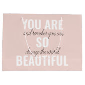 インスピレーションあなたはとても美しい前向き引用文 ラージペーパーバッグ (裏面)