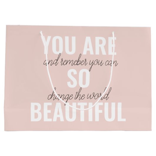 インスピレーションあなたはとても美しい前向き引用文 ラージペーパーバッグ (裏面)