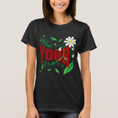 インスピレーションあふれる真っ赤な文字と花とツイング Tシャツ (正面)