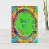 インスピレーションかわいらしサンキューフローラGreen BoHo サンキューカード (正面)