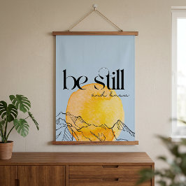 インスピレーションに満ちた淡い青のタペストリー "Be still & Know" 吊り下げ型タペストリー