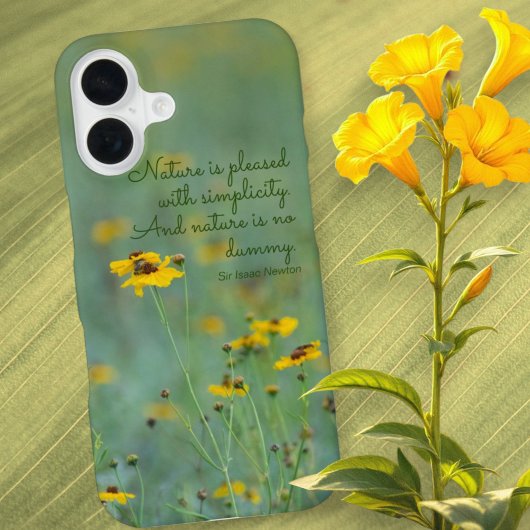 インスピレーションの引用付き黄色い野の花の写真カスタムデザイン iPhone 16ケース