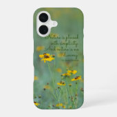 インスピレーションの引用付き黄色い野の花の写真カスタムデザイン iPhone 16ケース (裏面)