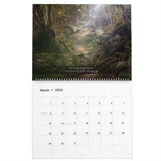 インスピレーションの引用文やる気を起こさせる像 カレンダー (3月 2026)