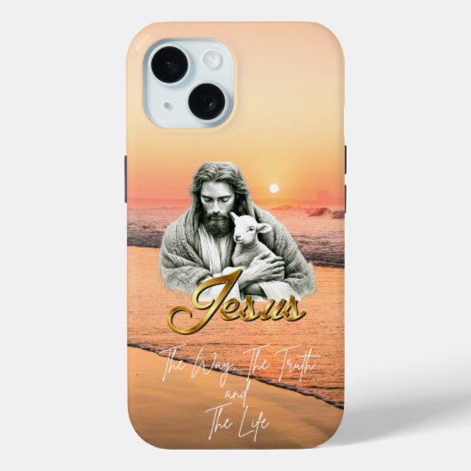 インスピレーションを与えてくれる聖書 夕焼けの海の風景 イエス・キリスト 子羊 Case-Mate iPhoneケース (裏面)