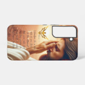 インスピレーションを与えるイエスキリスト祈る金鳩宗教的デザイン SAMSUNG GALAXYケース (裏面横)