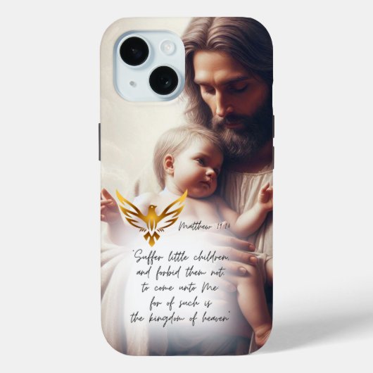 インスピレーションを与えるイエス・キリストが赤ちゃんを抱く金色の鳩の聖書 Case-Mate iPhoneケース (裏面)