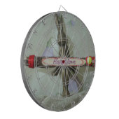 インスピレーションを与えるウサギ：愛のサインアートプリント ダーツボード (正面左)