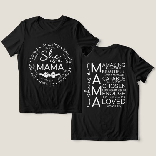 インスピレーションを与えるママ トライブレンドTシャツ (デザイン正面&裏面)