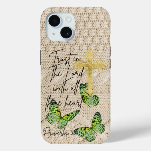 インスピレーションを与える信仰のニットウェア グリーン バタフライクロス Case-Mate iPhoneケース (裏面)