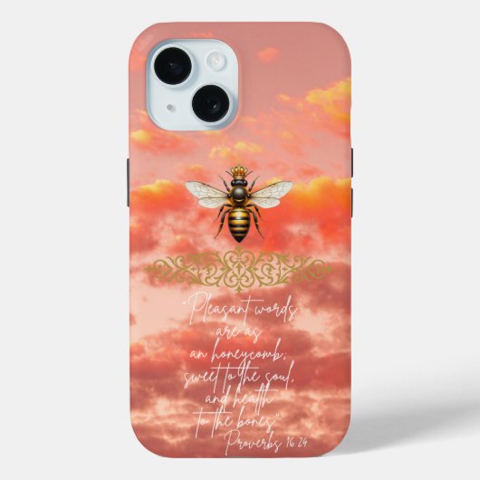 インスピレーションを与える宗教的な夕焼けの空の女王蜂ゴールド Case-Mate iPhoneケース (裏面)