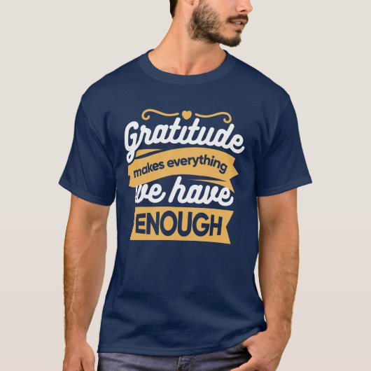 インスピレーションを与える感謝のタイポグラフィー名言 Tシャツ (正面)