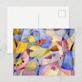 インスピレーションを与える水彩の鳥たち ポストカード (正面/裏面)