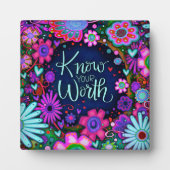 インスピレーションを与える花の名言 知る価値のあるあなた  フォトプラーク (正面)