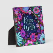 インスピレーションを与える花の名言 知る価値のあるあなた  フォトプラーク (正面)