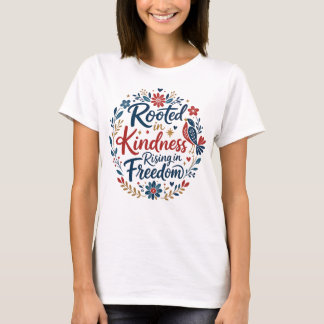 インスピレーションを与える花柄の優しさと自由 Tシャツ