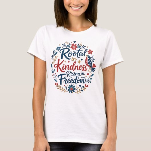 インスピレーションを与える花柄の優しさと自由 Tシャツ (正面)