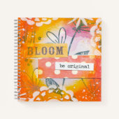 インスピレーションを与える花柄の「BLOOM, Be Original」ノート ノートブック (正面)
