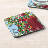 インスピレーションを与える「リーン・オン・ミー」 フラワースカイワードアートプリント コースター (左側)