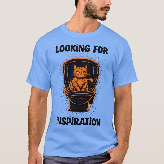 インスピレーションを探すオレンジの猫 Tシャツ (正面)