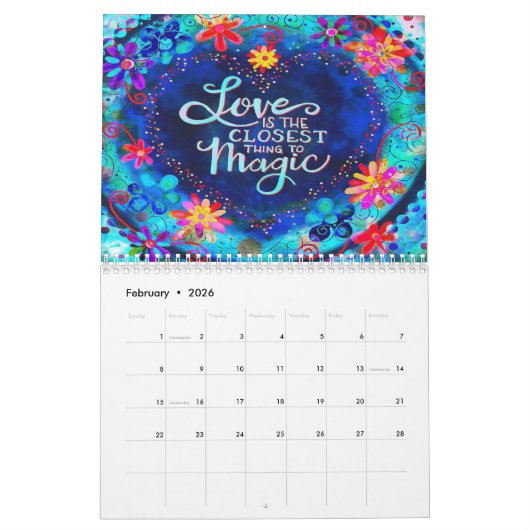 インスピレーションカラフル引用文アートワークのインスピレーション カレンダー (2月 2026)