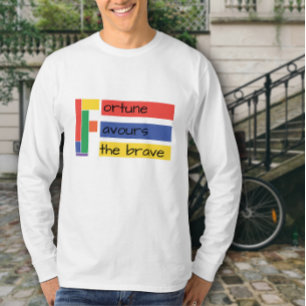 インスピレーション引用文の幸運は勇敢な白を好む Tシャツ