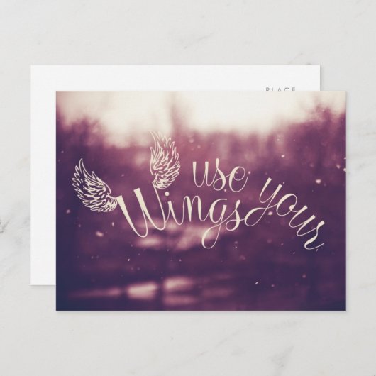 インスピレーション引用文ウィングポストカードを使用 ポストカード (正面/裏面)